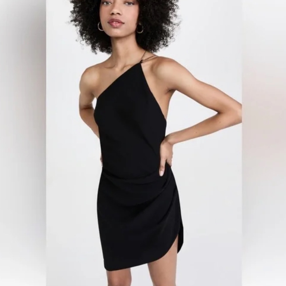 Amanda Uprichard Black Evie Dress Mini Gold Chain Small Formal Cocktail